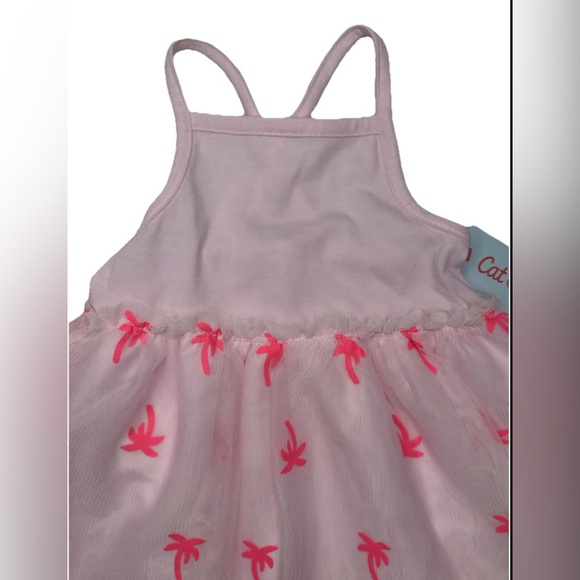 Cat & Jack Dress Kids Girls Size 2T Pink With Palm Trees Sleeveless Tutu - Picture 3 of 4